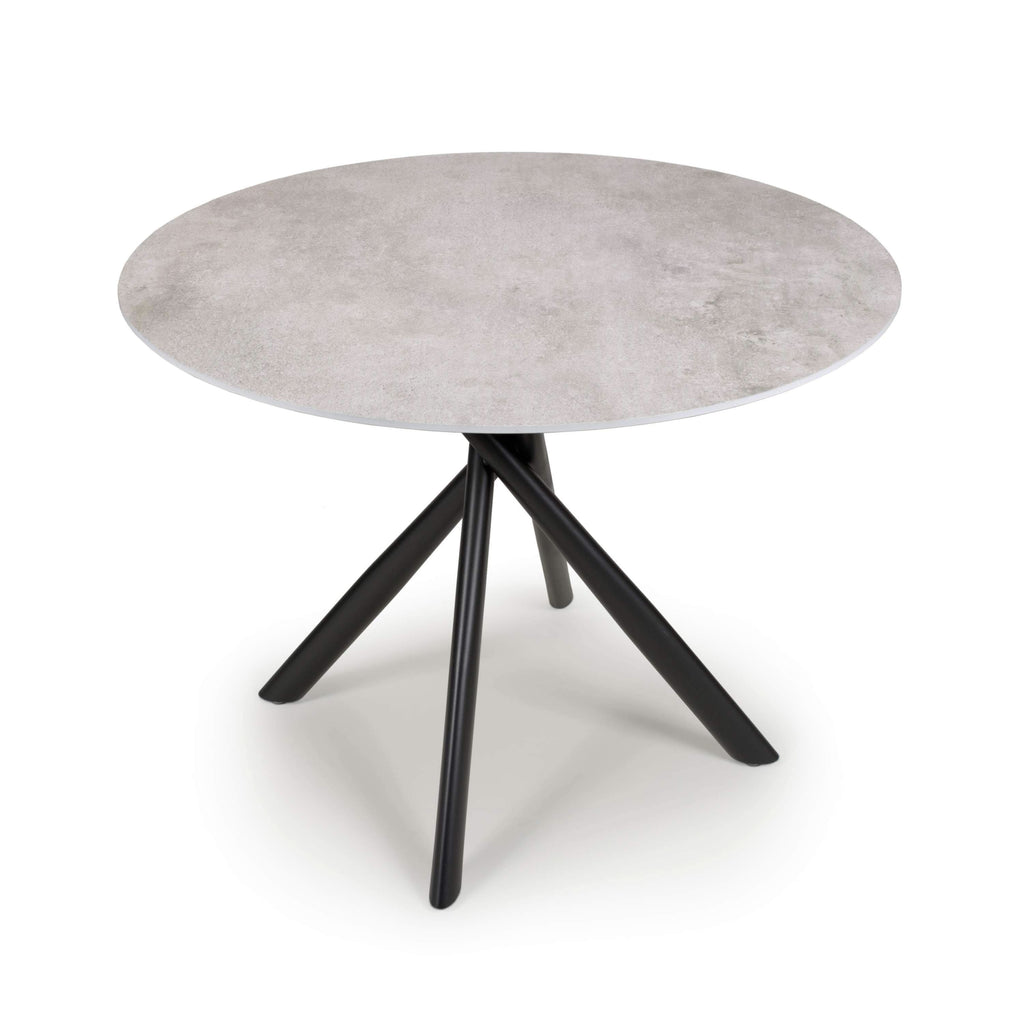Alexa Grey Round Dining Table with Grey Luca Chairs AMC Furniture