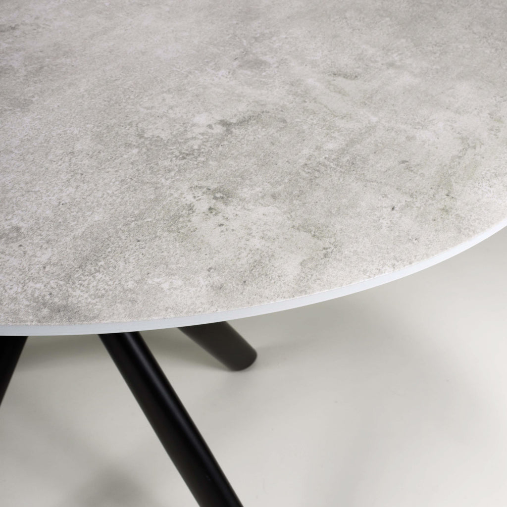 Alexa Grey Round Dining Table with Grey Luca Chairs AMC Furniture
