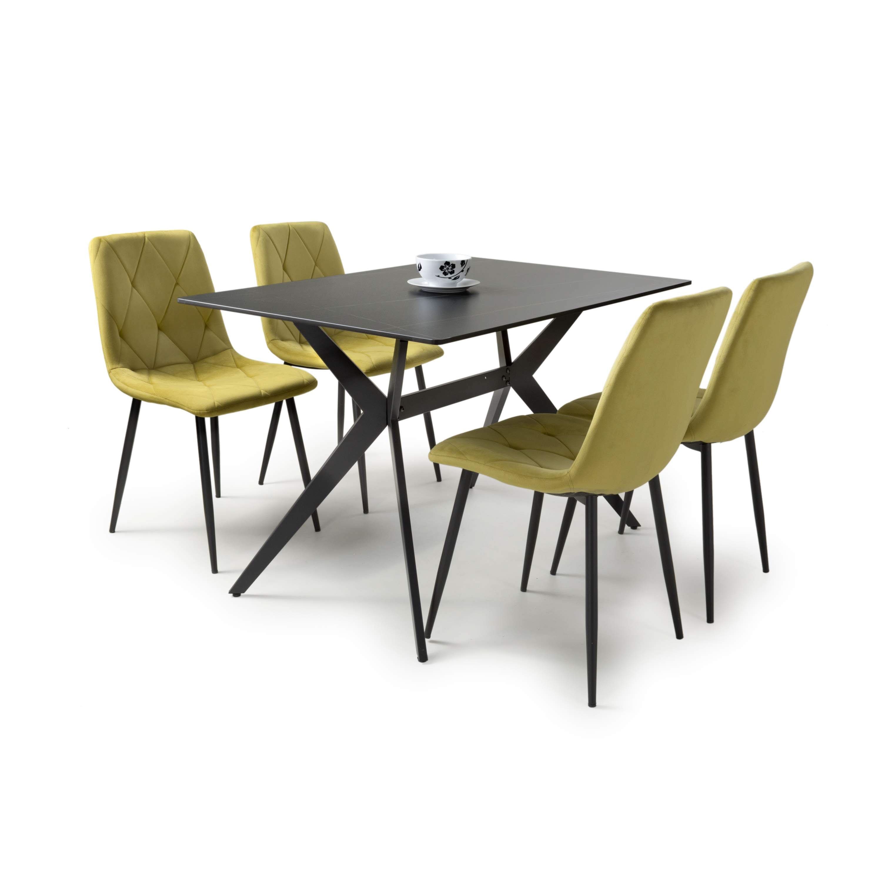 Islington 1.2m Black Dining Table with Grey Luca Chairs (Copy) (14627323216250) (14627323347322)