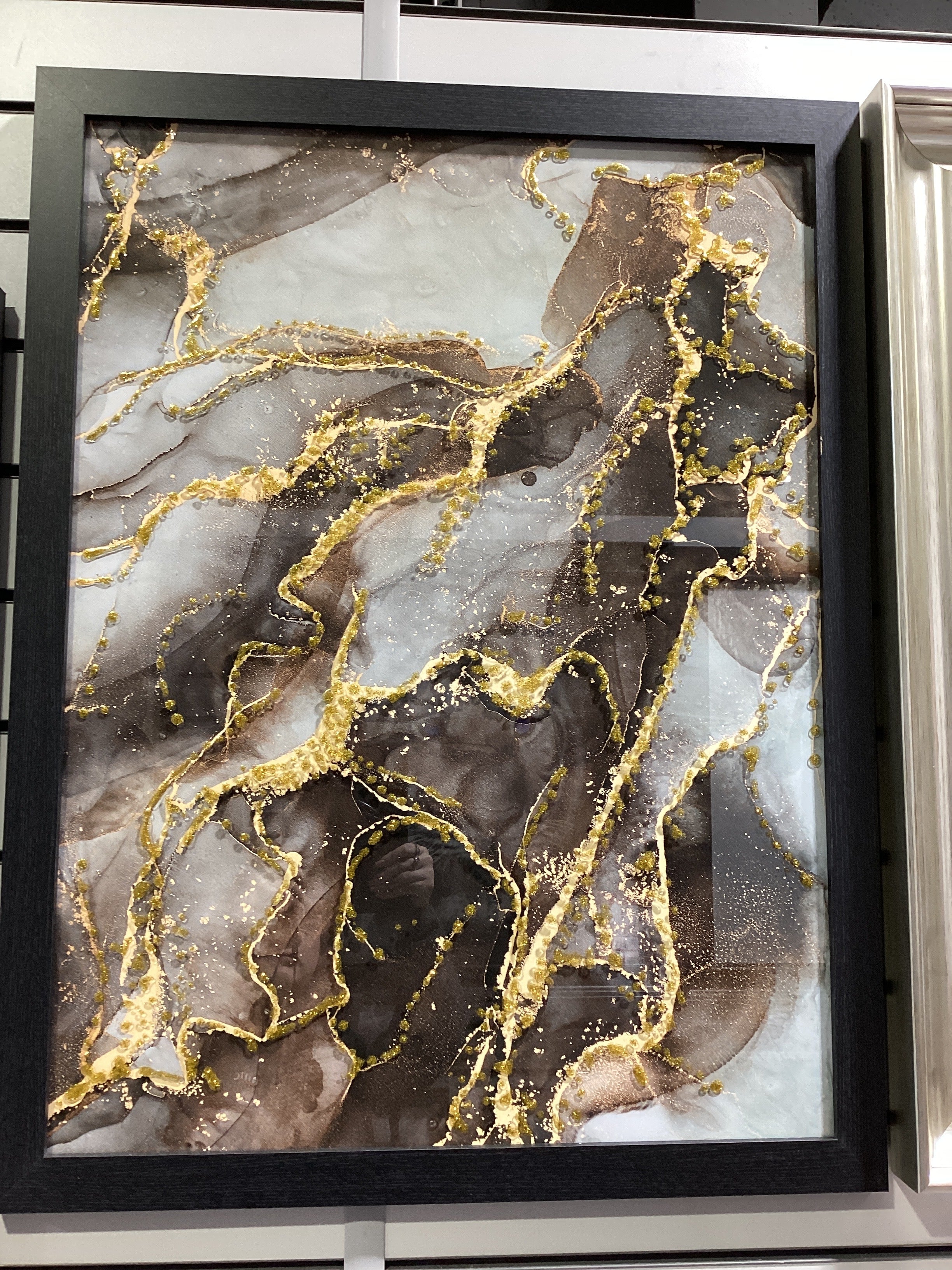 Black, gold & grey abstract 80X60 AB664 FN39 BLACK LA - AMC Furniture