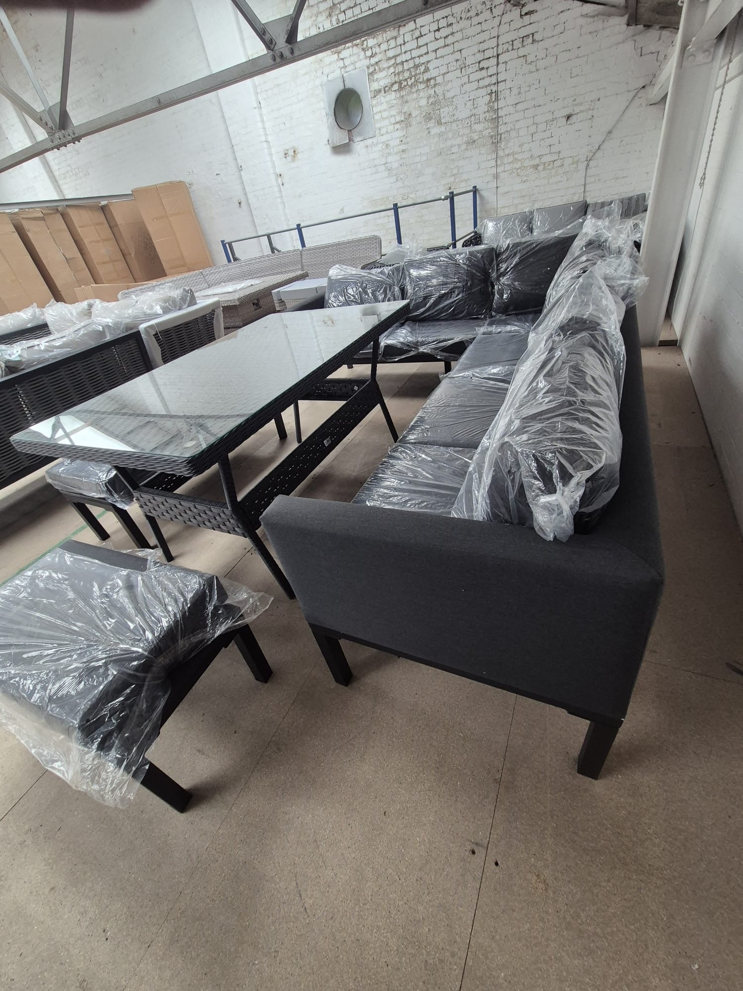 Ava Aluminium Corner Sofa Set with Rattan Table - AMC Furniture