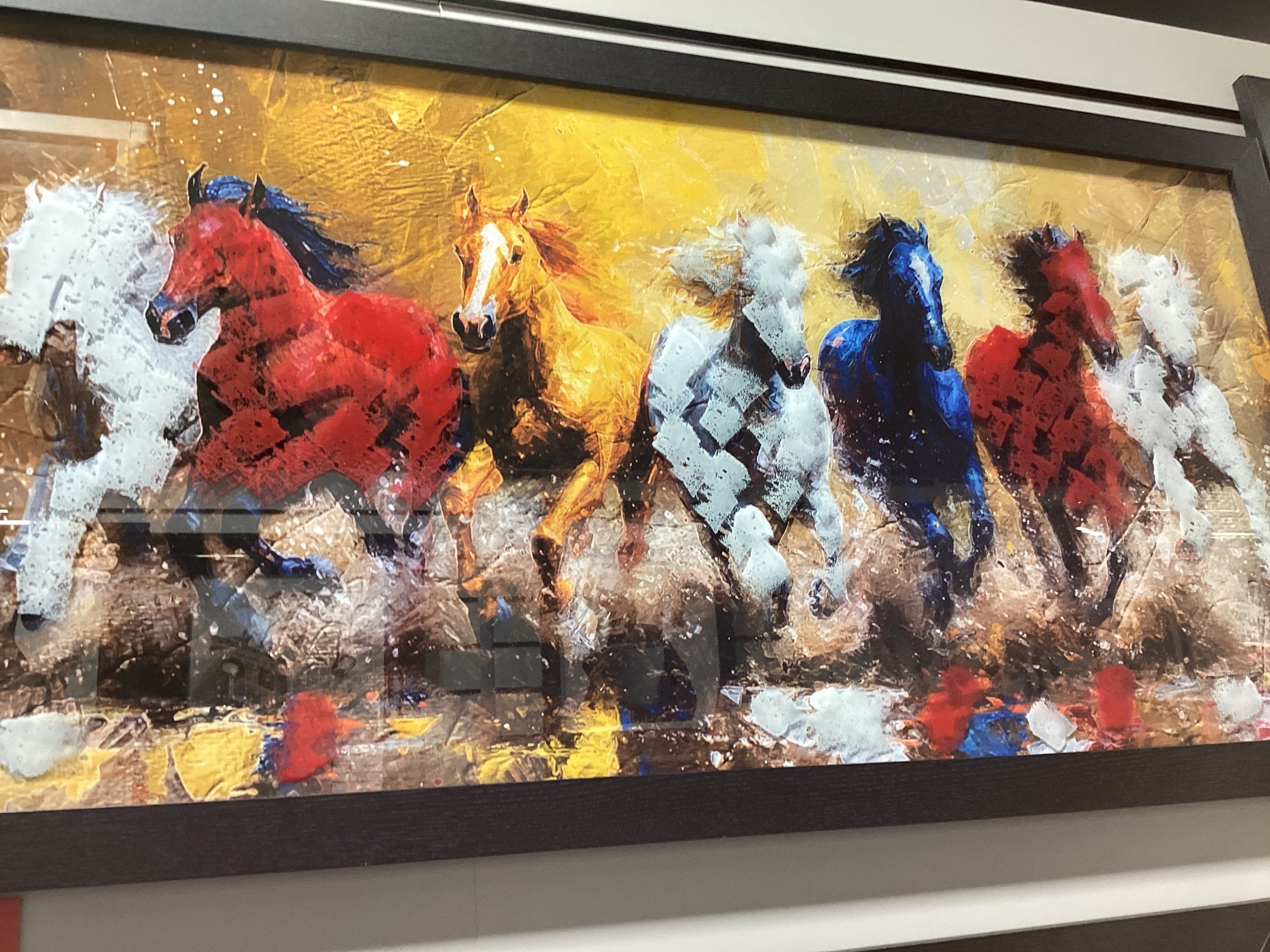 Colourful horses 100X50 AN2887 FN39 BLACK LA - AMC Furniture