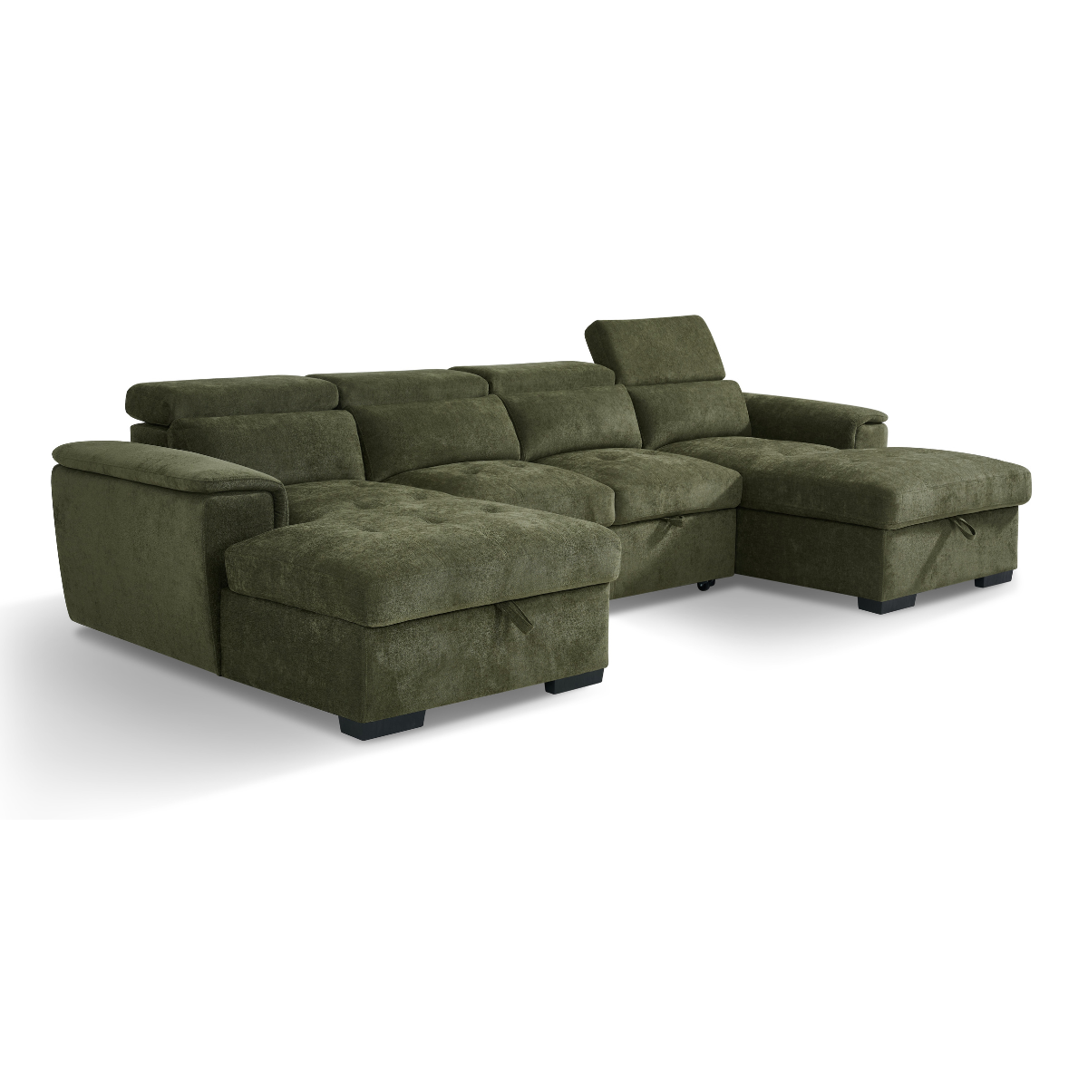 Luna U Shape Corner Sofabed in Green - AMC Furniture