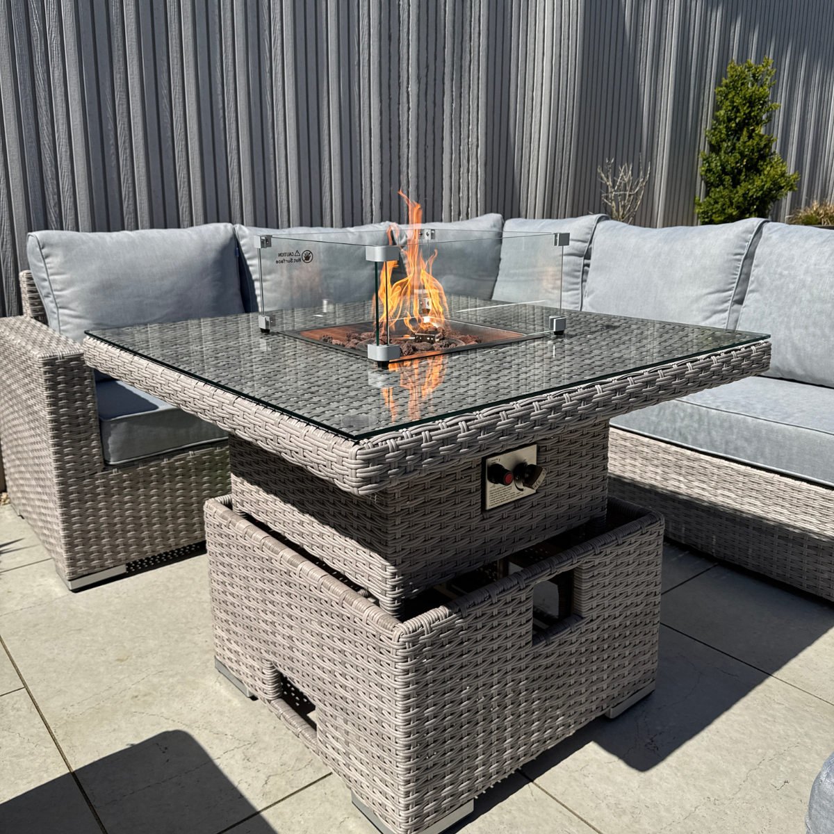 Santorini Square Rising Set with Firepit - AMC Furniture