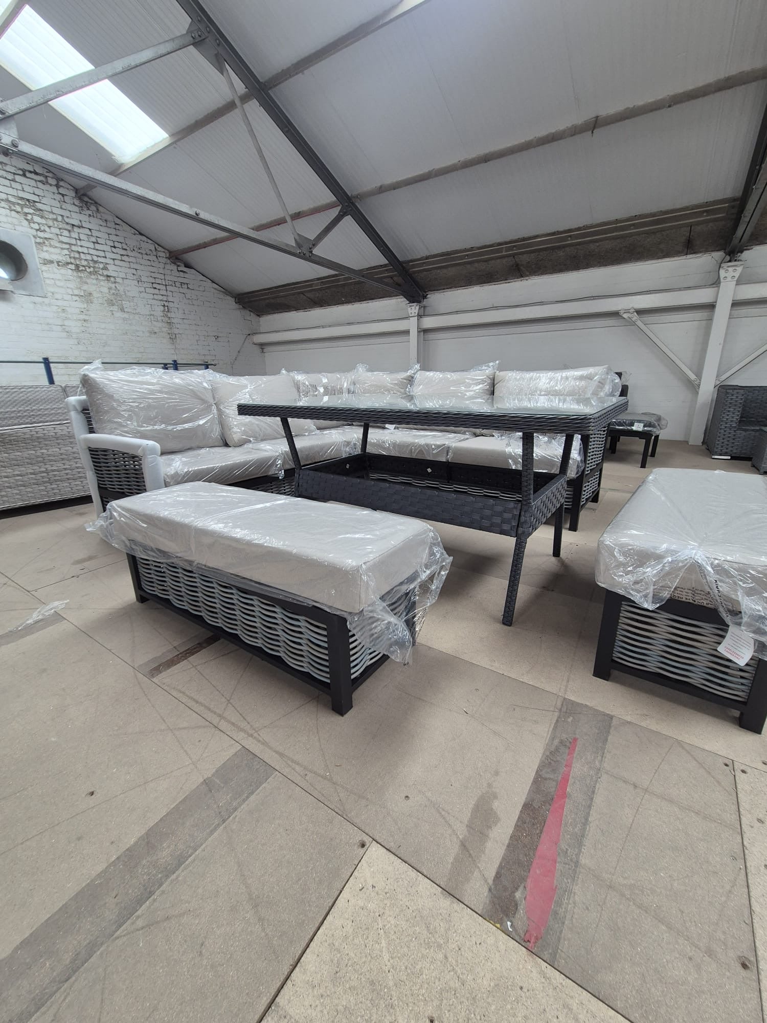 Ivy Aluminium Corner Sofa Set with Rattan Dining Table - AMC Furniture