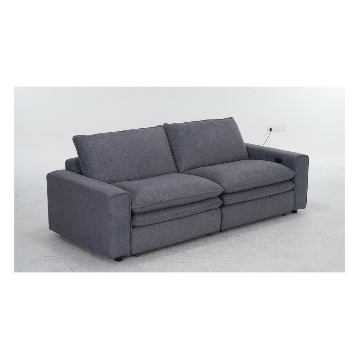 Eliza Cloud Grey Electric Sofa - Grey - Angle View