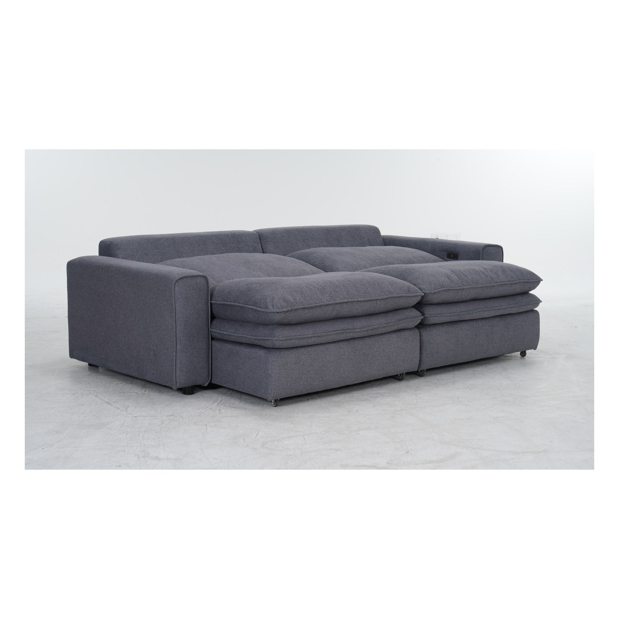 Eliza Cloud Grey Electric Sofa - Grey - Recliner View