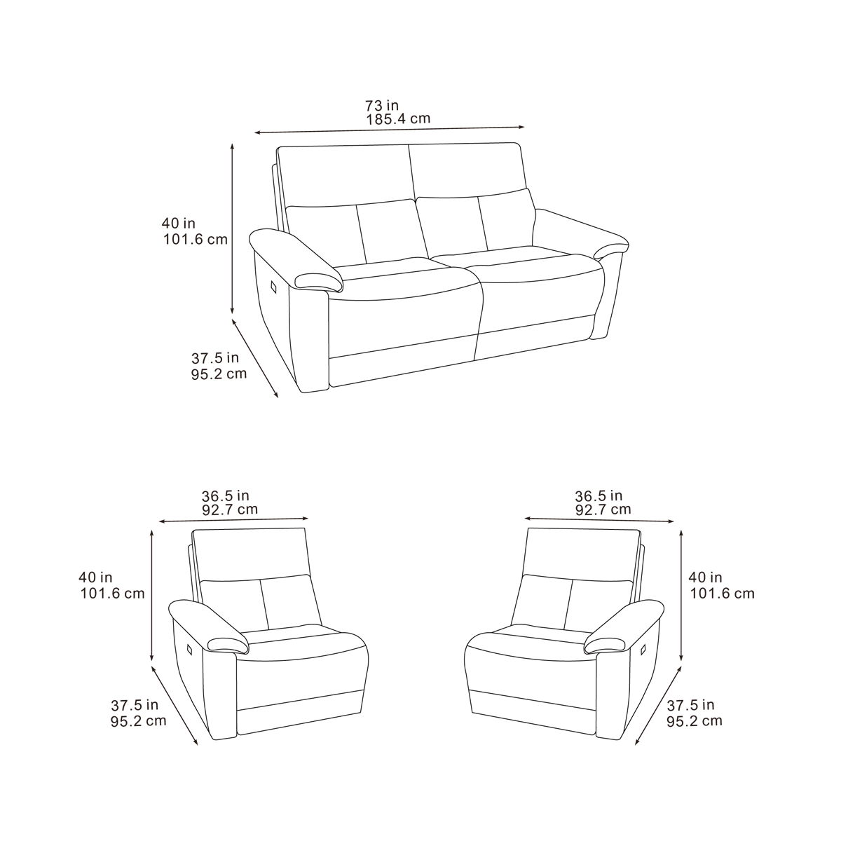 Nell 3 Seater Reclining Sofa Meta Sofa