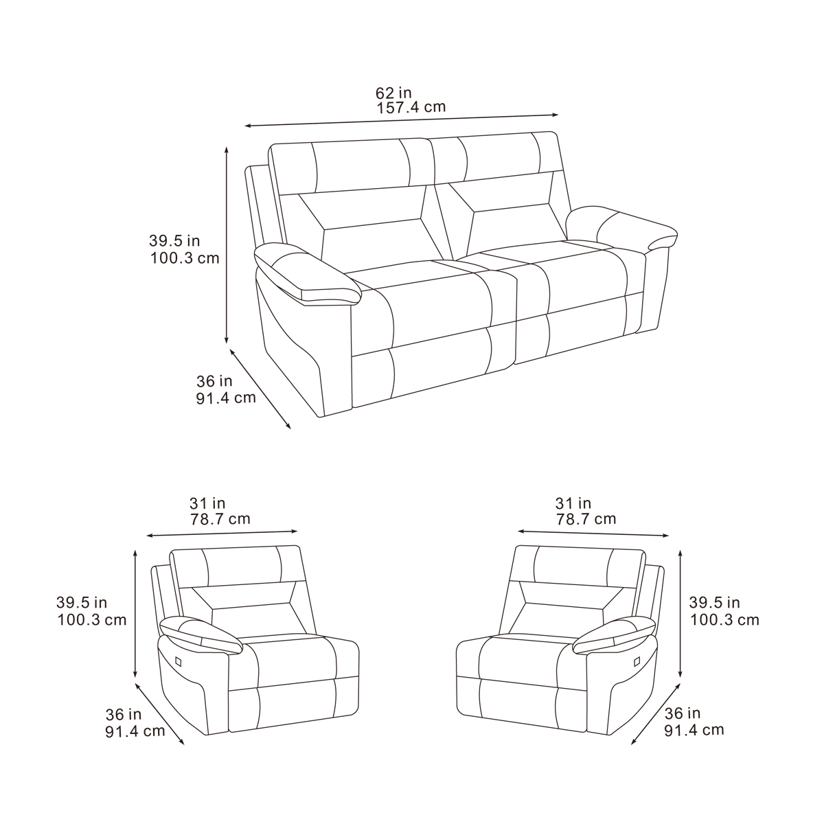 Oscar 2 Seater Power Reclining Corner Sofa Meta Sofa