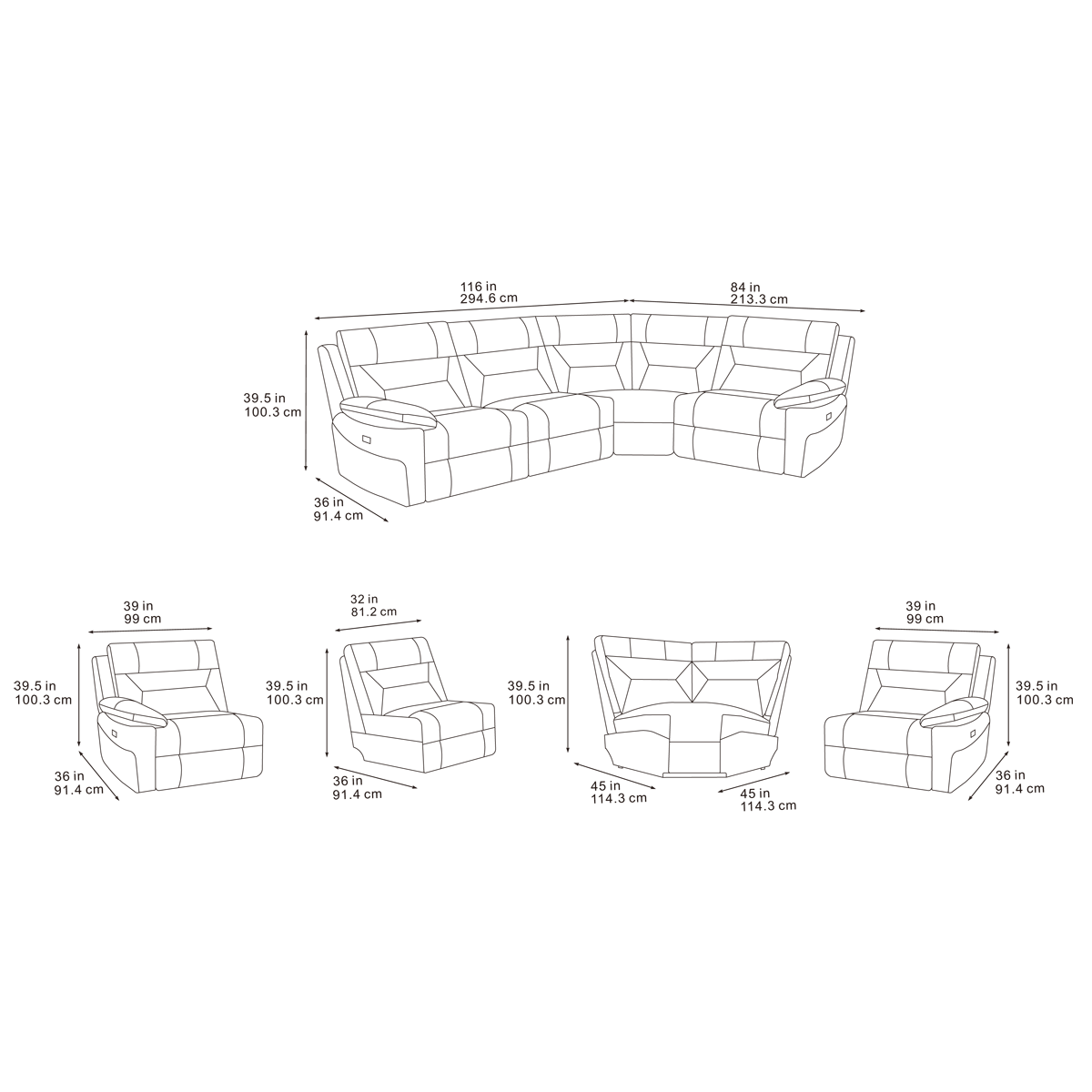 Oscar Power Reclining Corner Sofa in Leather Meta Sofa