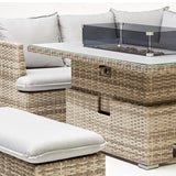 Asha Outdoor Corner Rising Dining Set with Firepit and Ice Bucket (PRE-ORDER) (6854581715008)