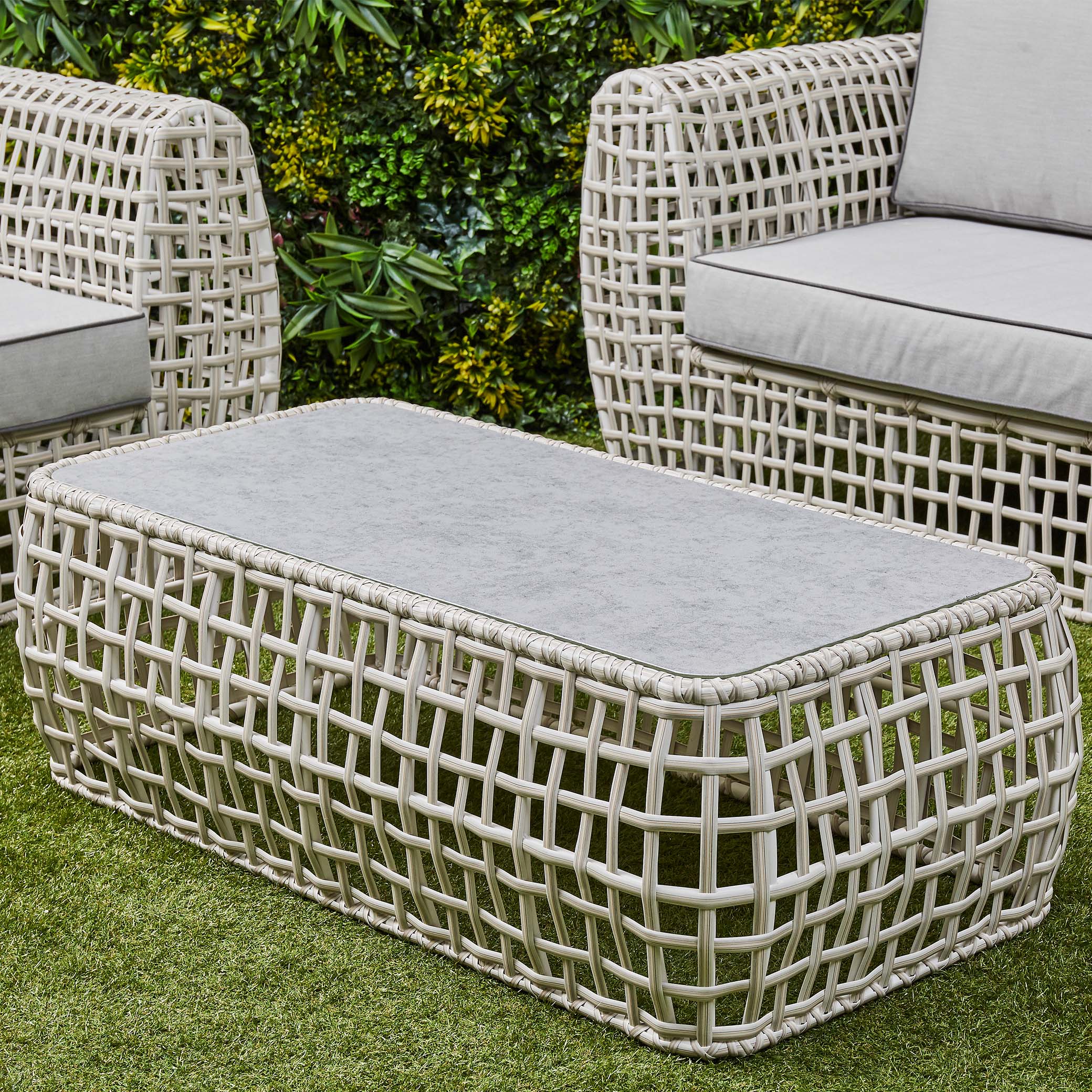 Indi 4 Piece Rattan Garden Furniture Sofa Set - Beige (14930026987898)