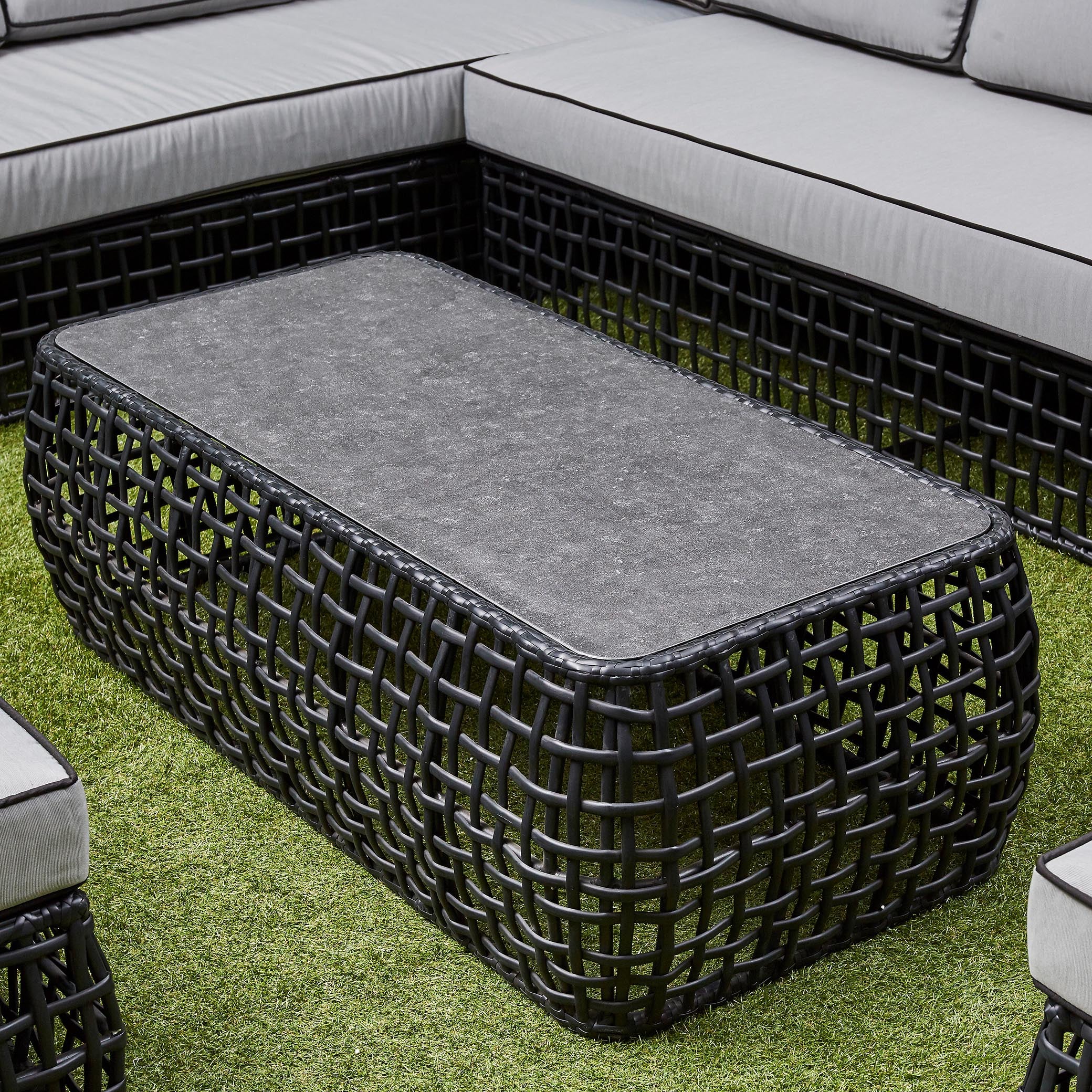 Indi Rattan Corner Sofa Set– Black (14930003329402)