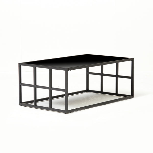 Manhattan Coffee Table with Black Glass Top (6830590787648)