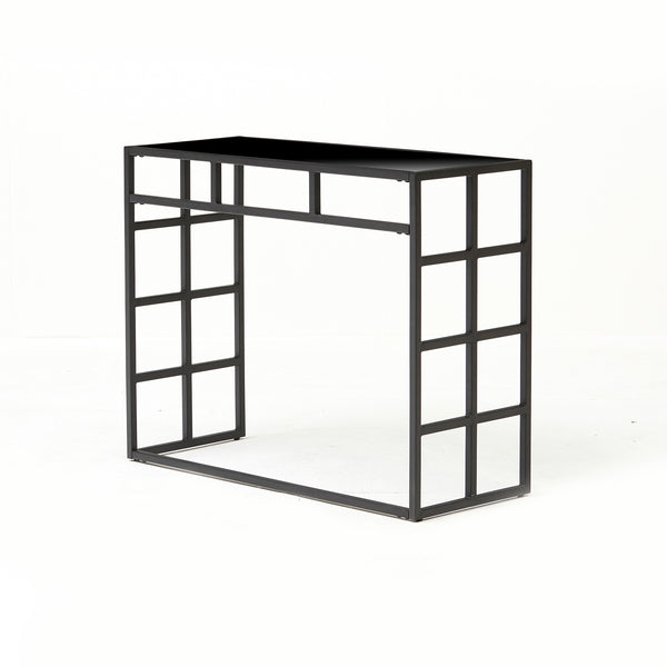 Manhattan Console Table with Black Glass Top (6830591606848)