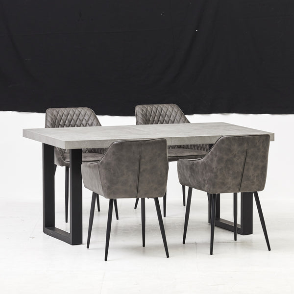 New York Concrete Effect Extending Dining Table with Brooklyn Chairs (6960316350528)