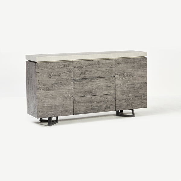 New York Concrete Effect Large Sideboard in Black (6830597439552)