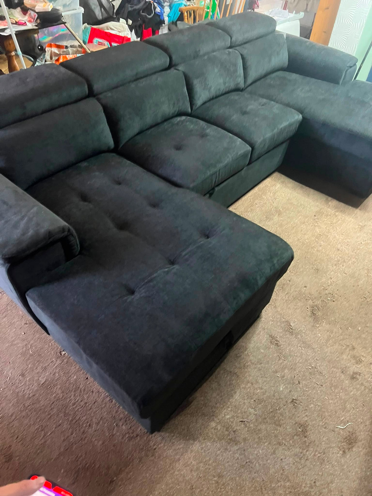 Luna U Shape Corner Sofa bed in Black
