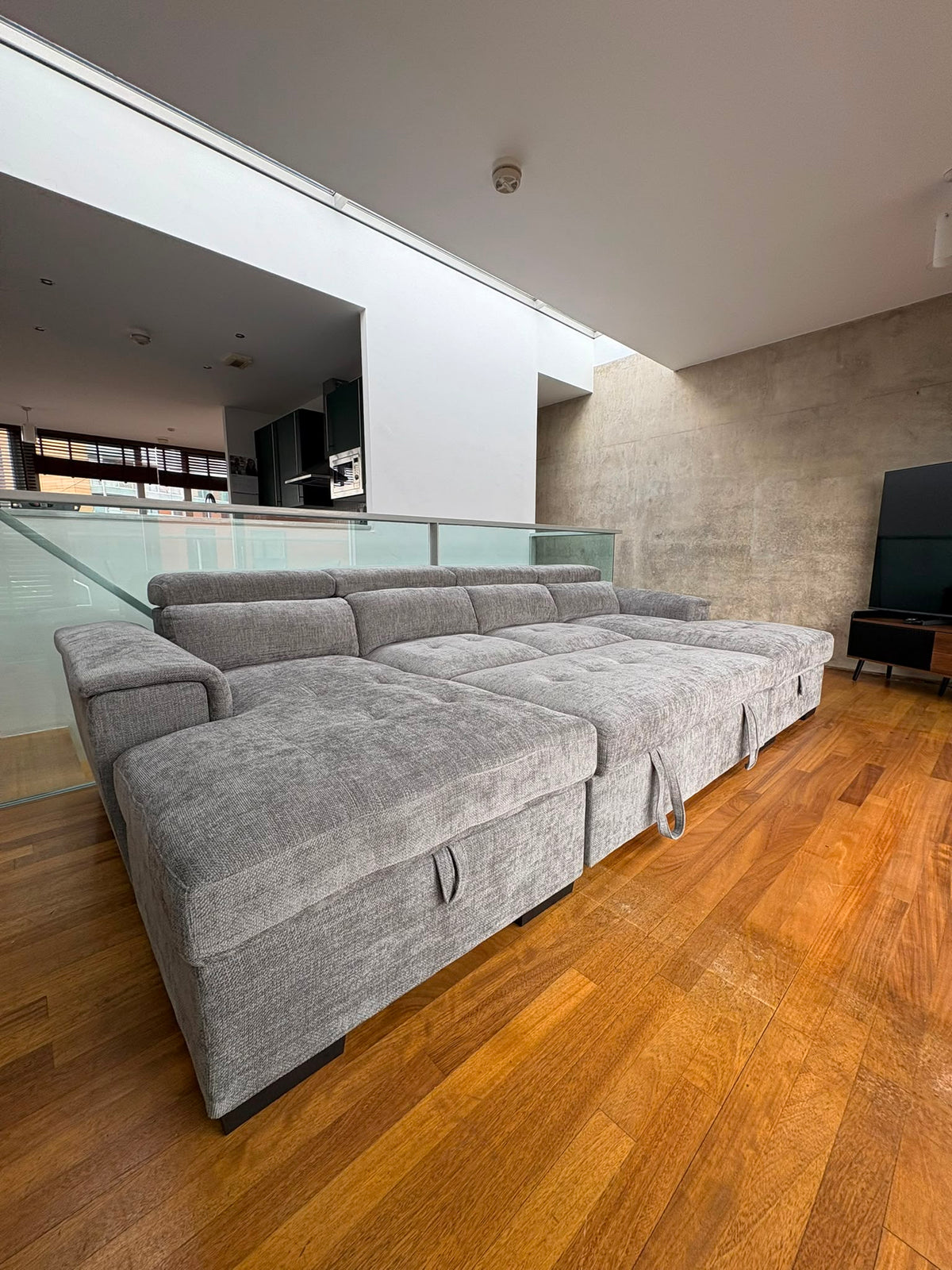 Luna U Shape Corner Sofa Bed Grey