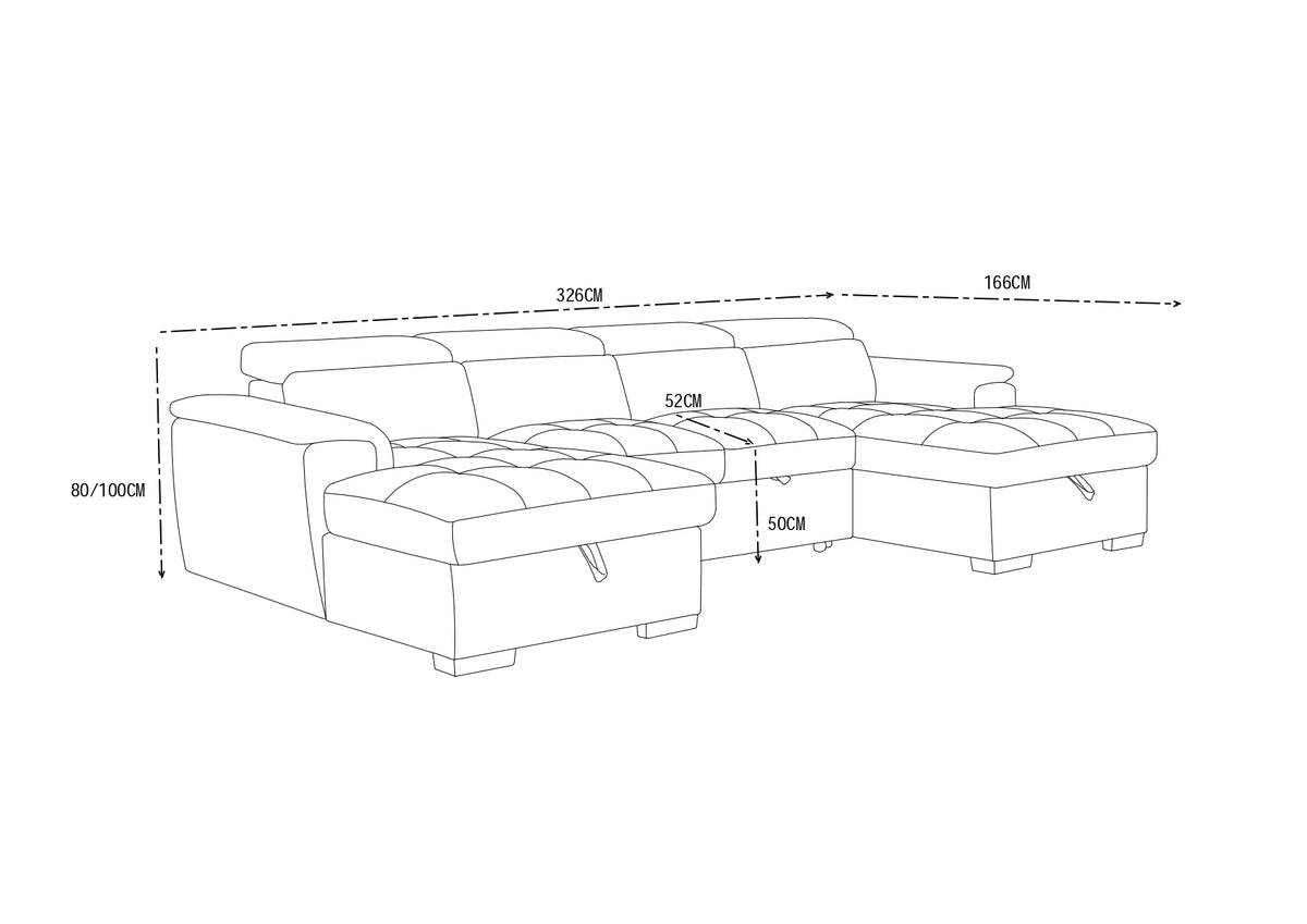 Luna U Shape Corner Sofabed in Beige Beehive