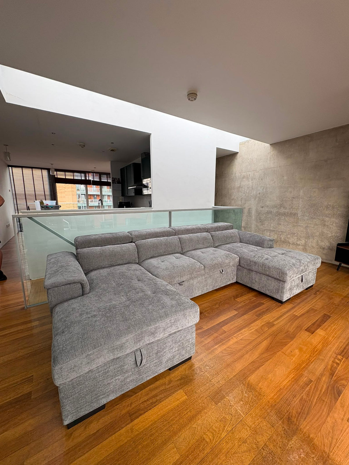 Luna U Shape Corner Sofa Bed Grey