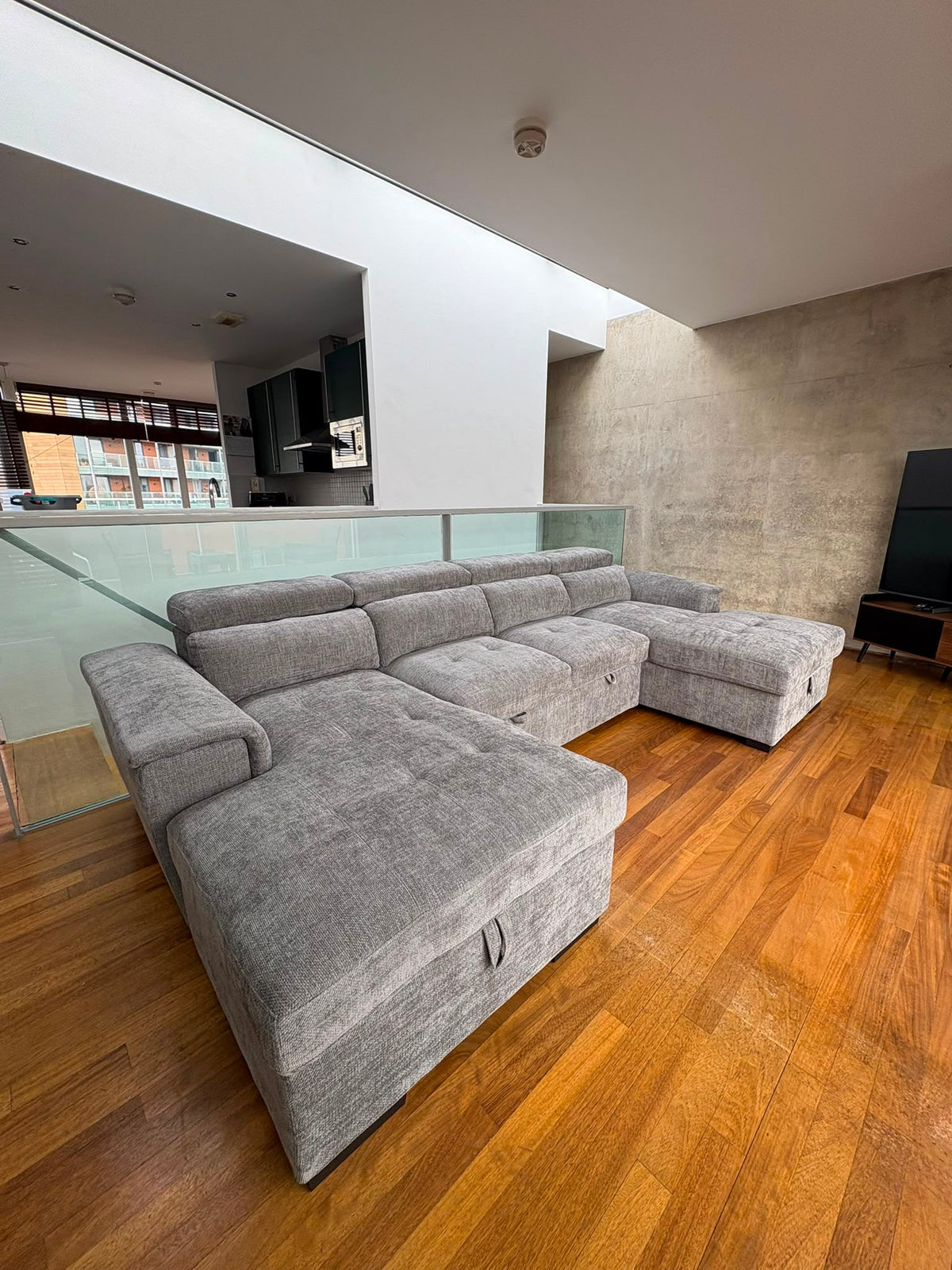 Luna U Shape Corner Sofa Bed Grey