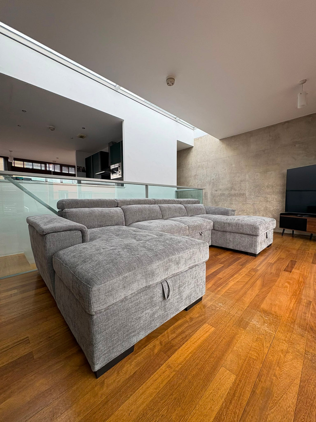Luna U Shape Corner Sofa Bed Grey