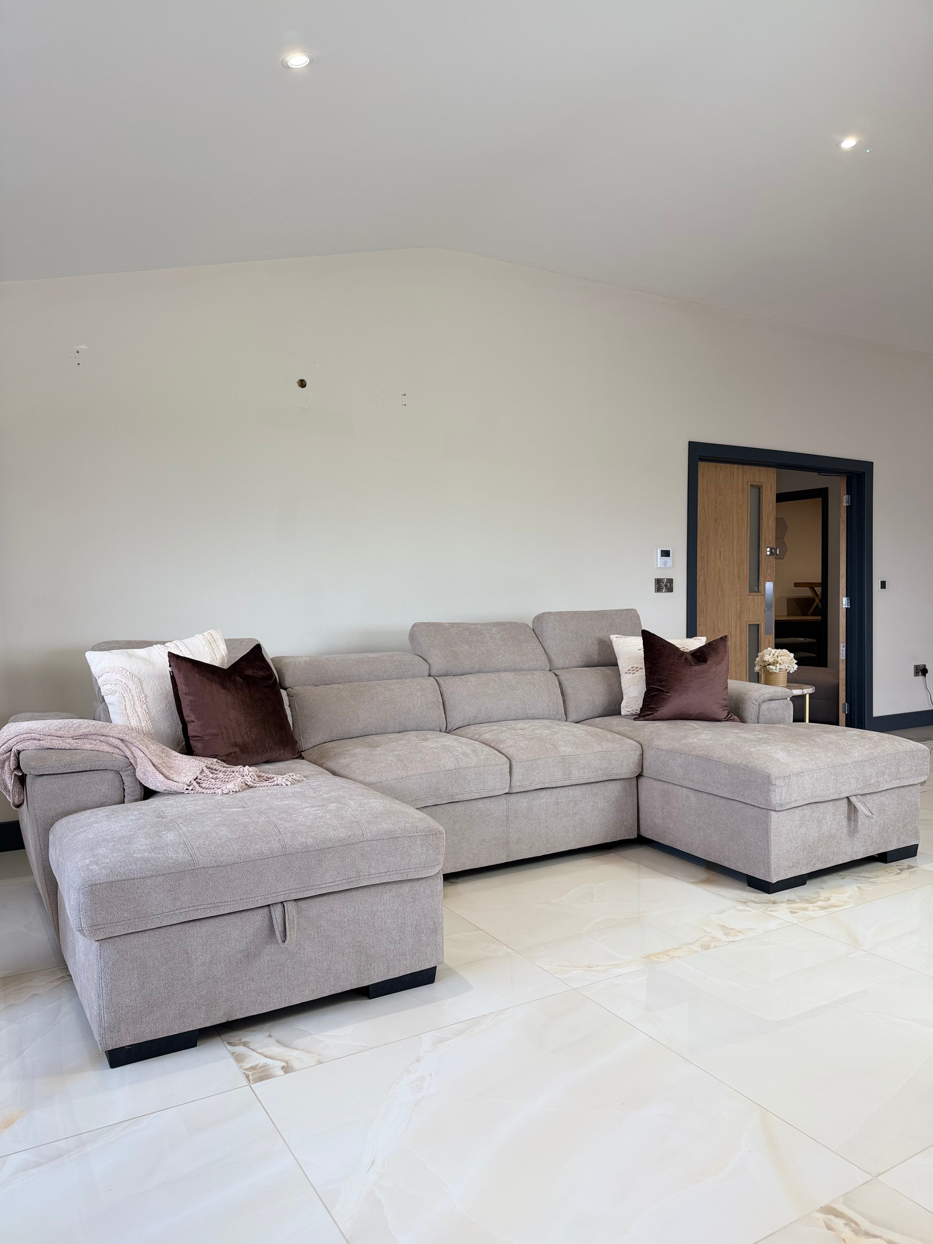 Luna U Shape Corner Sofabed in Beige Beehive