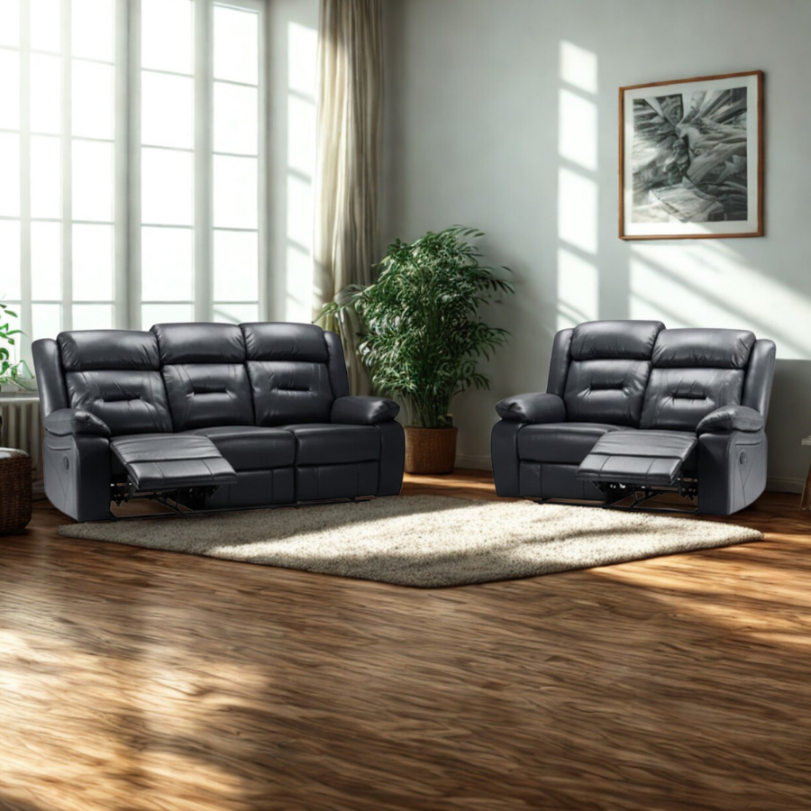 Albie Recliner Sofa Black 3+2 Set