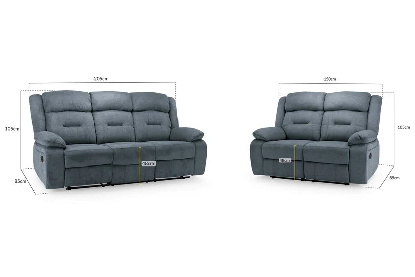 Albie Recliner Sofa Grey Fabric 3+2 Set,6 (15320609030522)