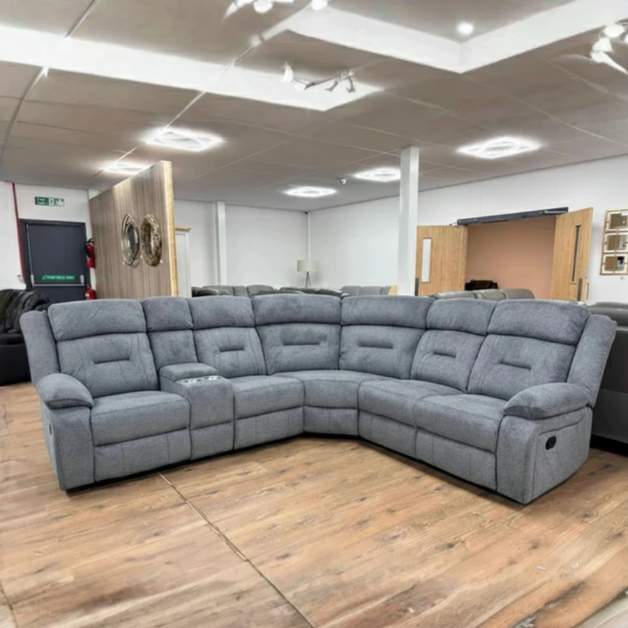 Albie Reclining Corner Sofa in Grey Fabric