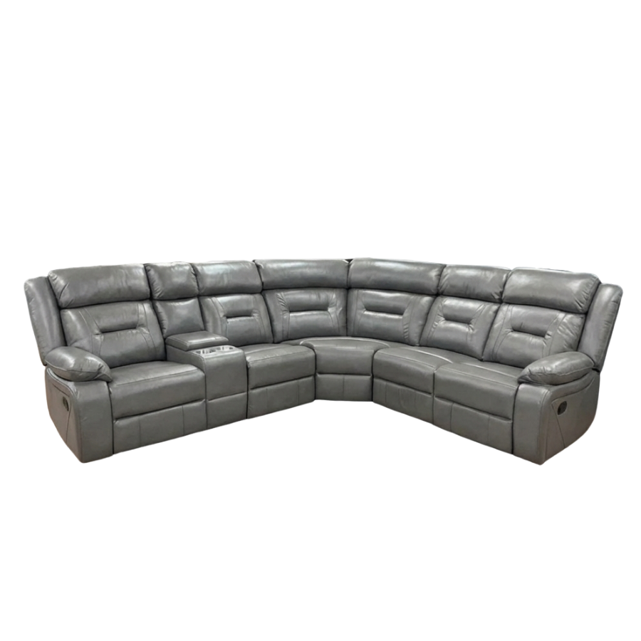 Albie Reclining Corner Sofa in Grey Faux Leather