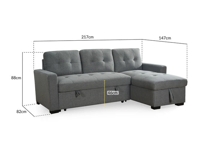  Joseph Grey Universal Corner Sofabed  , detail view (15320507974010)