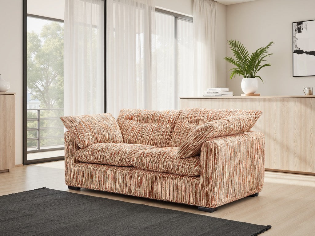 Alessa 2 Seater Sofa in Rust/Beige 1