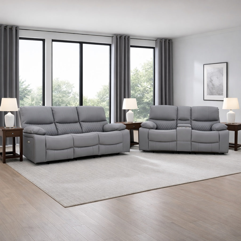 Alexa Electric Reclining 3+2 Seater Sofa Set in Grey