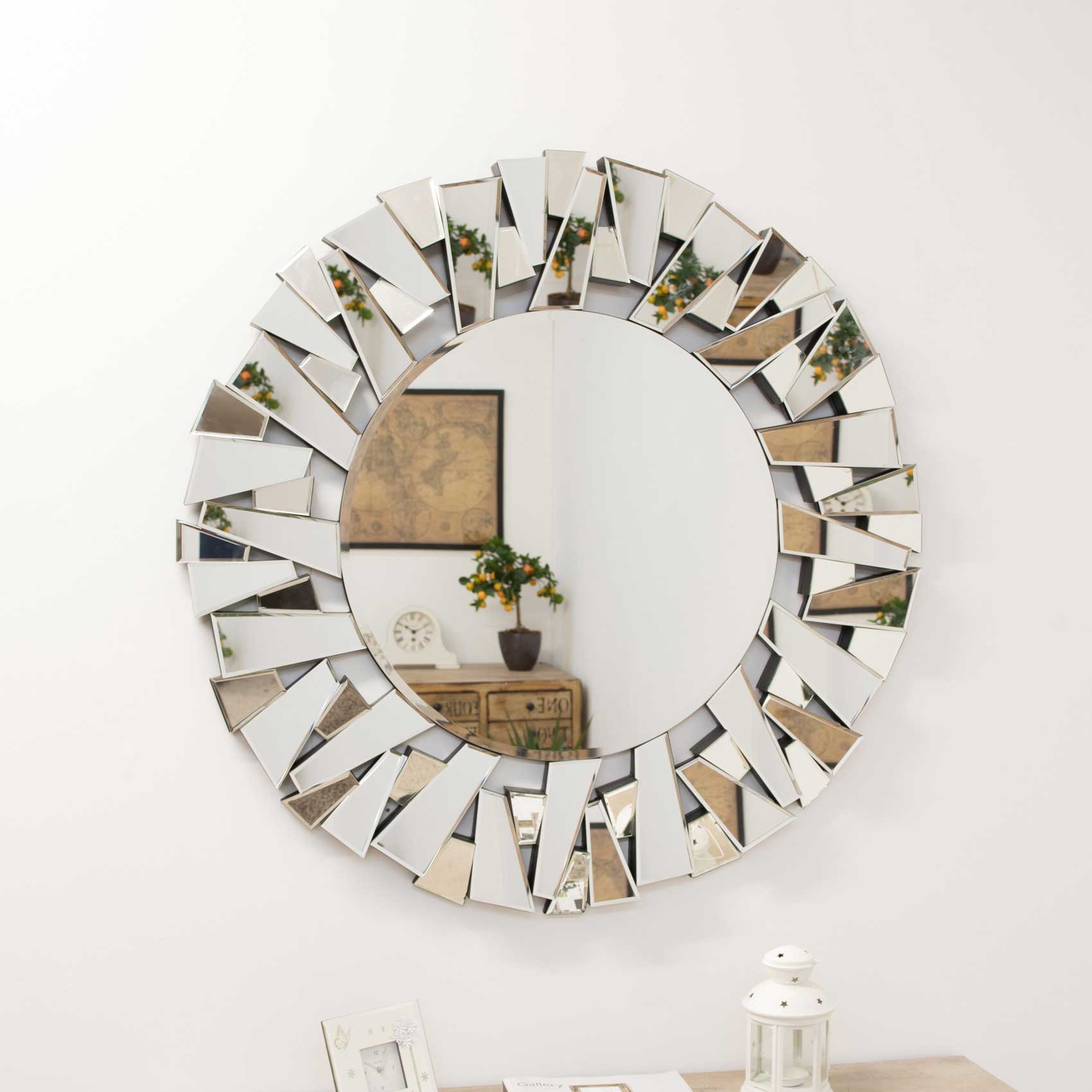 All Glass Modern Segmented Round Mirror 98 x 98 CM (15010558968186)