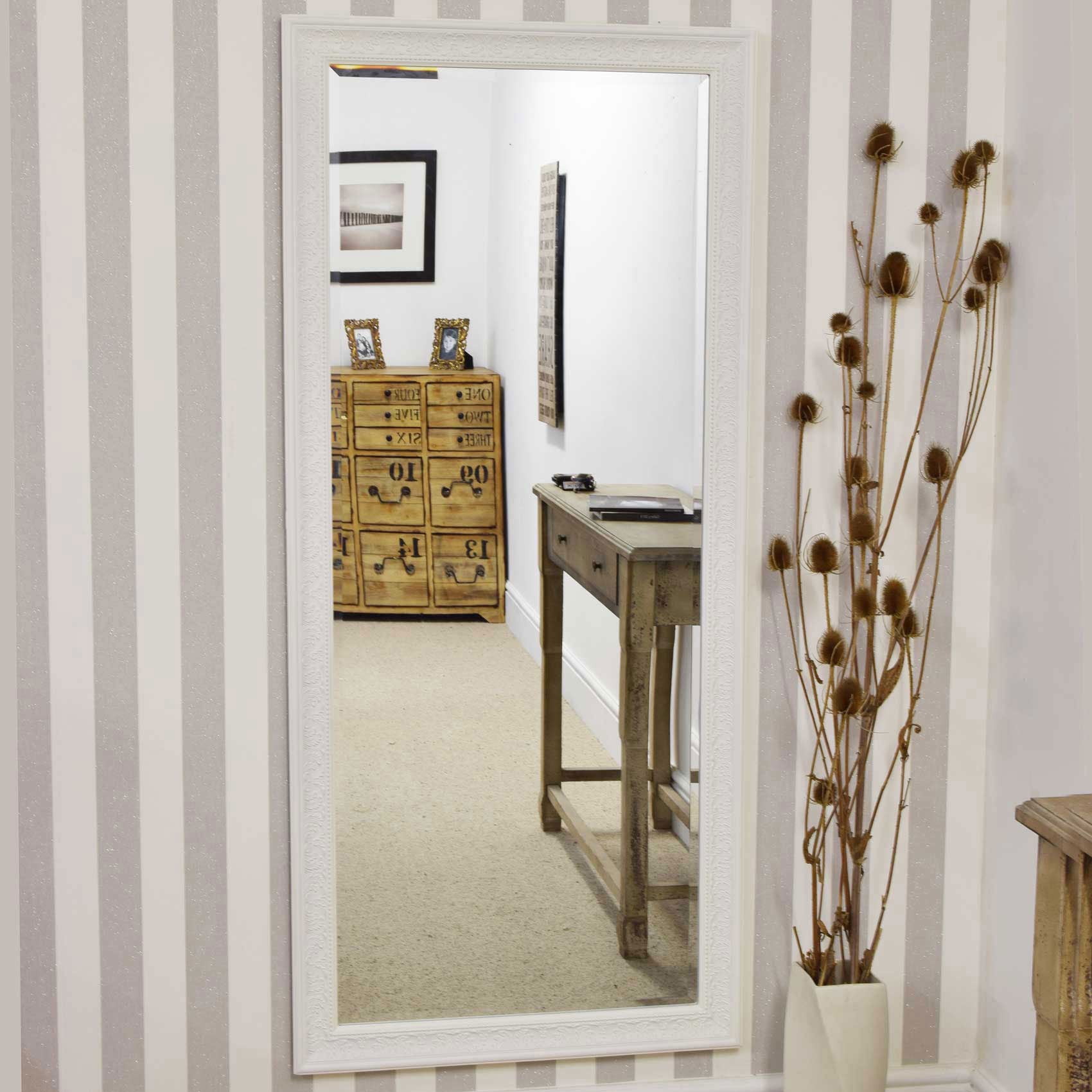 Langton White Shabby Chic Dress Mirror 160 x 73 CM (15010562572666)