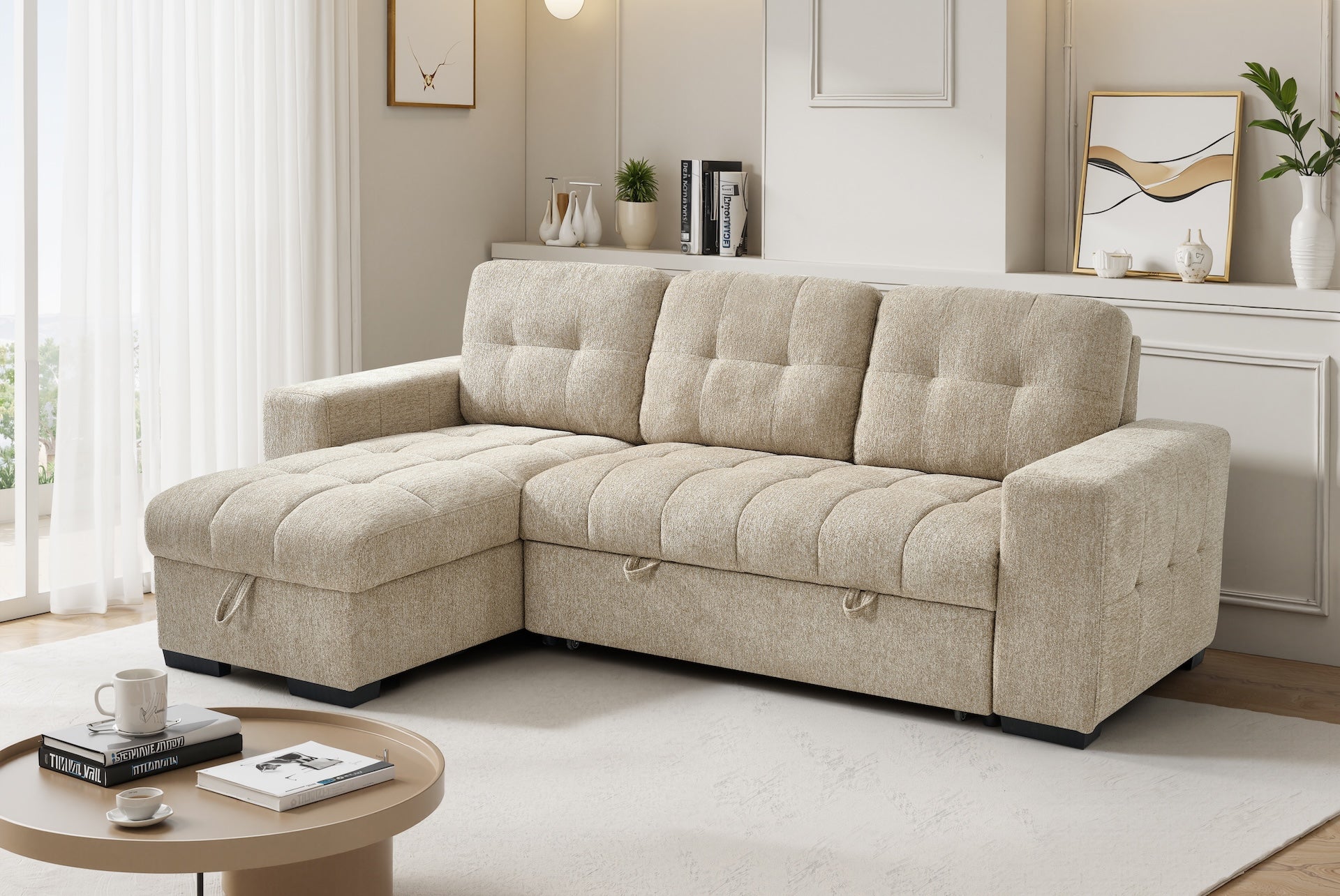 Amalfi Universal Corner Sofa Bed in Beige
