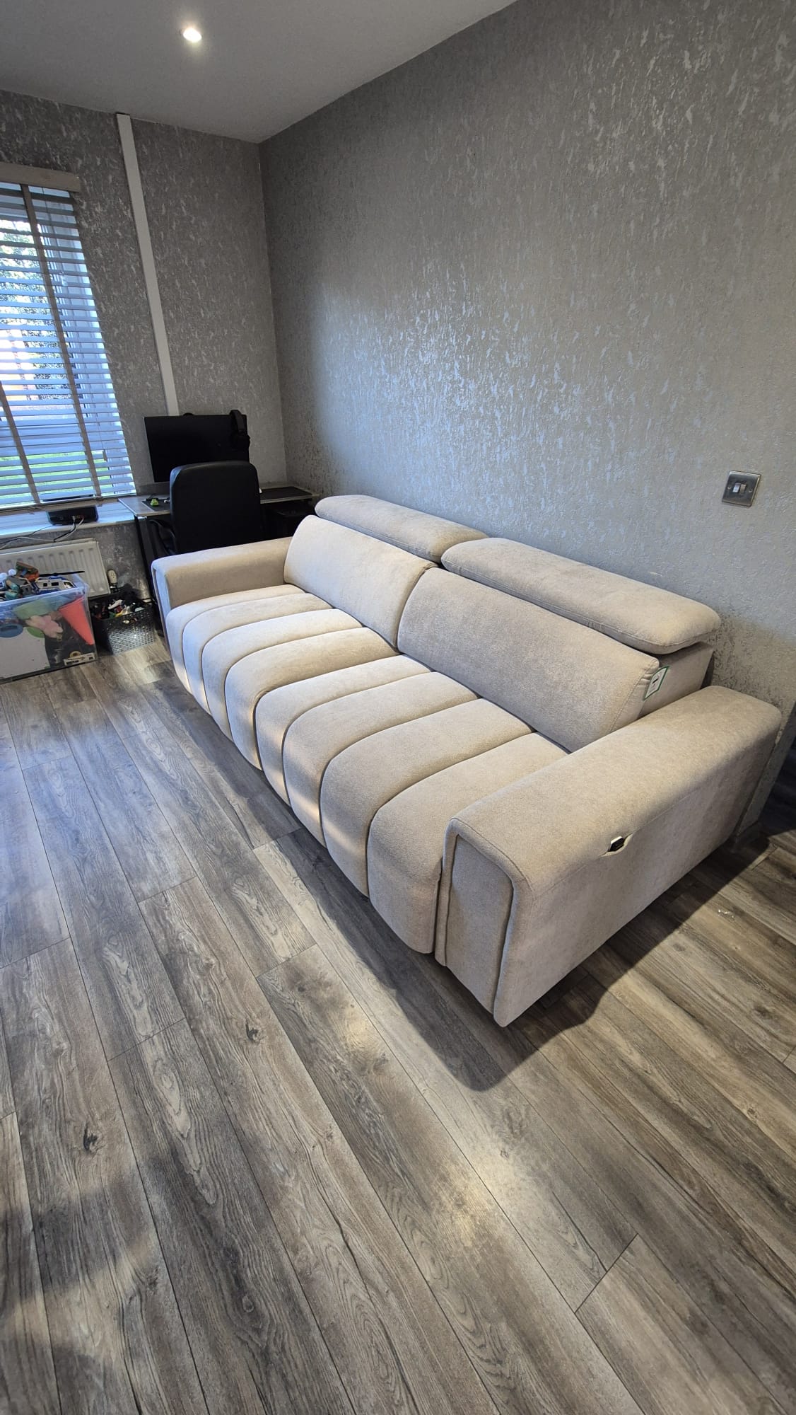 April Electric Sofabed Beige 3 Seater