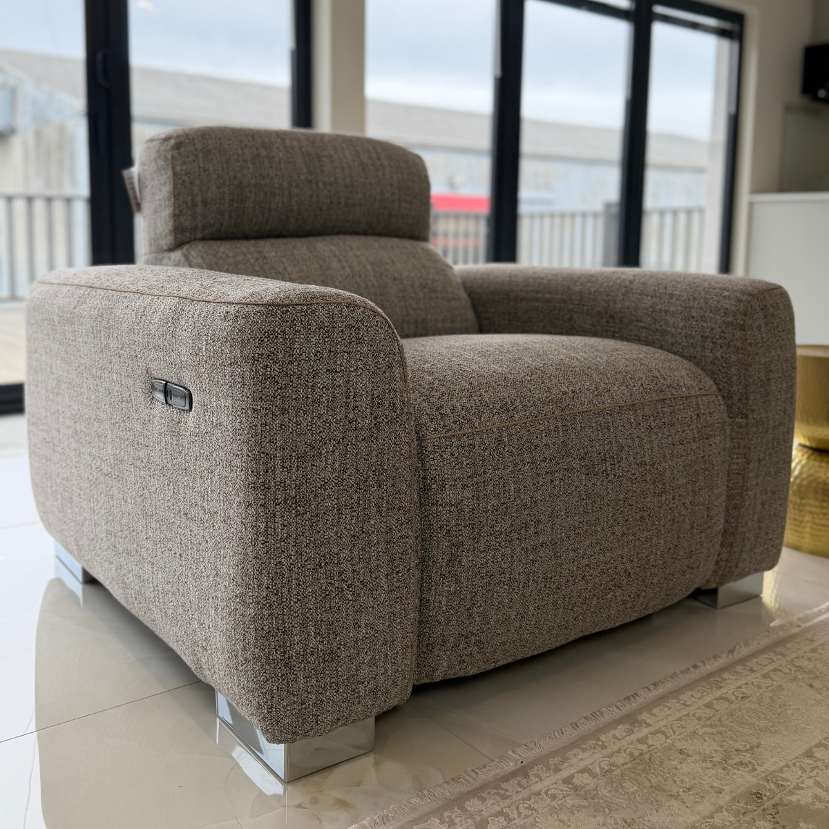 Arabella Electric Recliner Beige Armchair - AMC Furniture