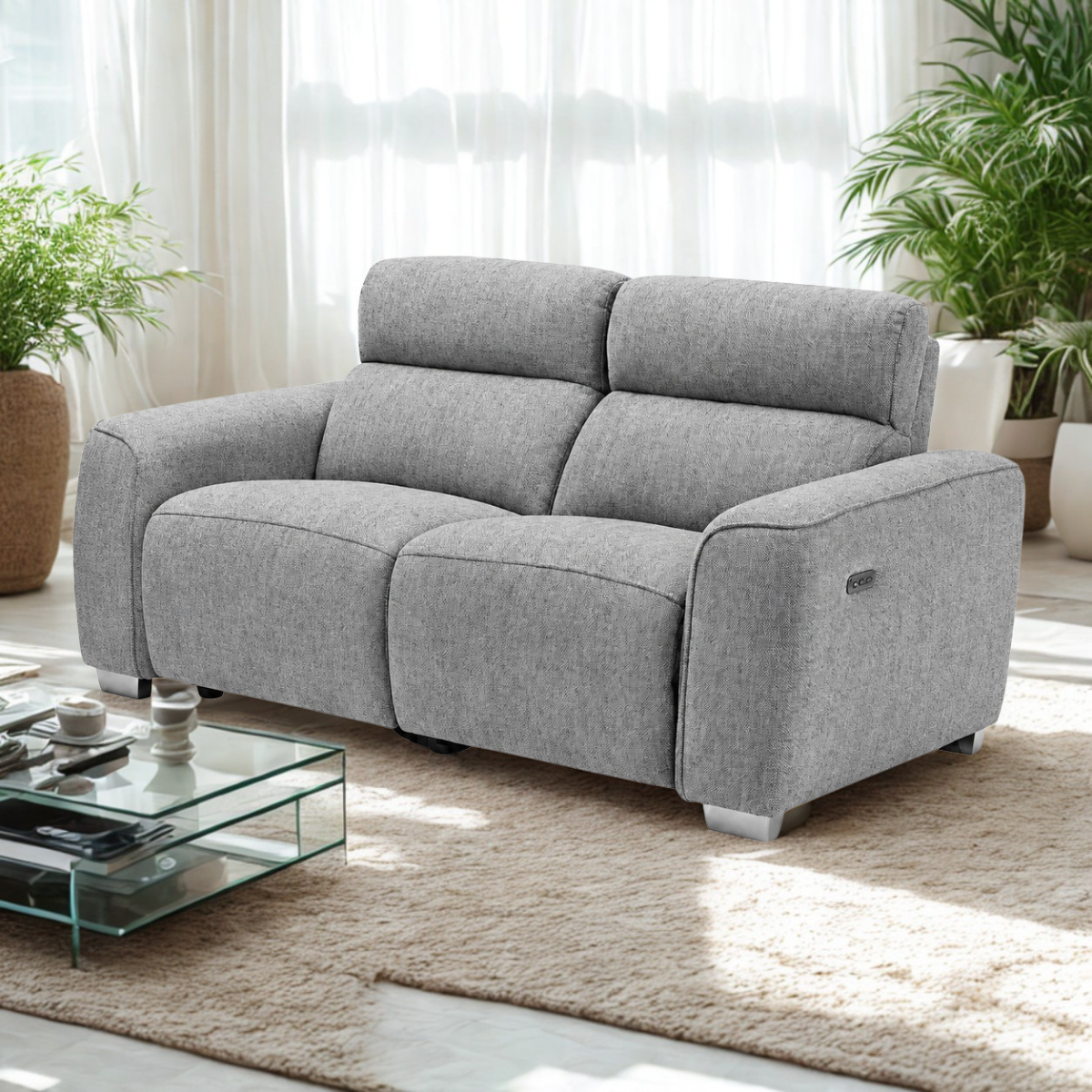 Arabella Electric Recliner Grey 2 Seater - AMC Furniture