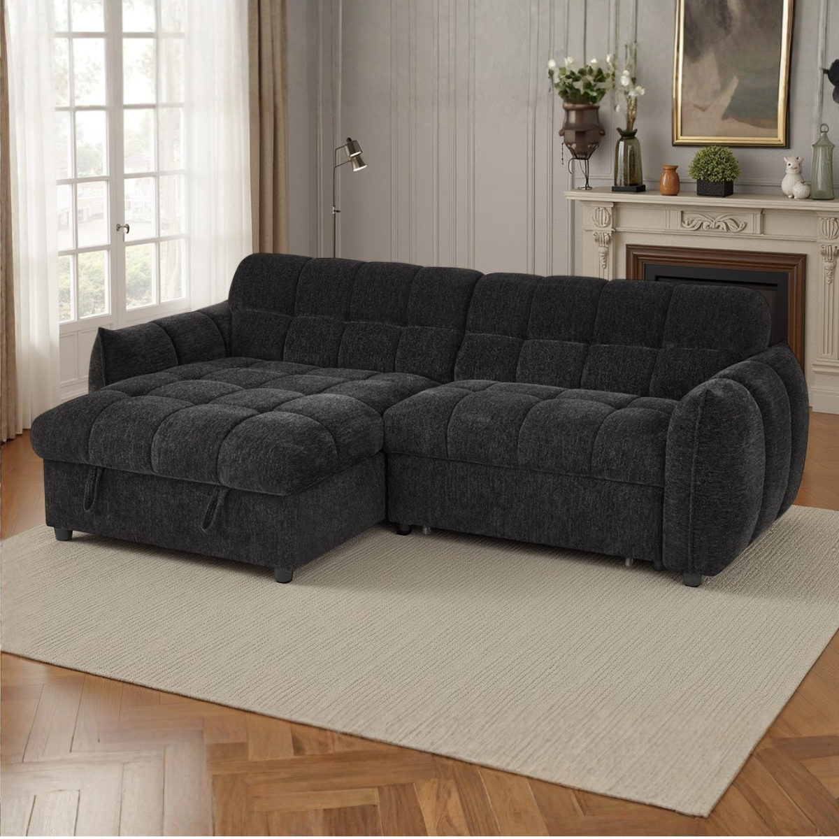 Archie Sofabed Black Universal Corner - AMC Furniture