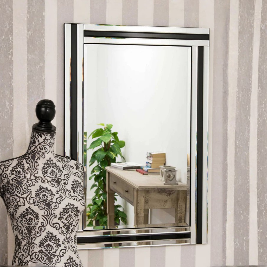 Dalton Black All Glass Mirror 90 x 60 CM (15010562933114)