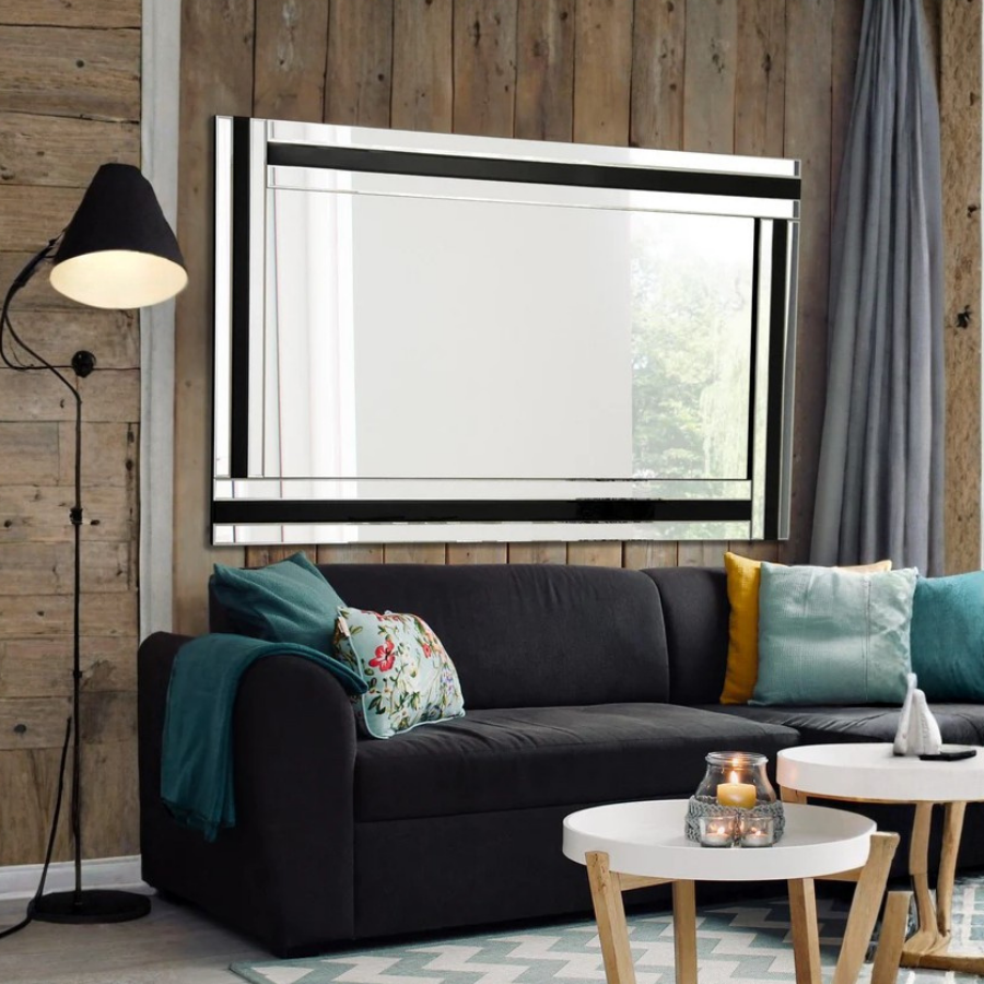 Dalton Large Black + Silver Bevelled Triple Edge Wall Mirror 144 x 115.5cm (15010564604282)