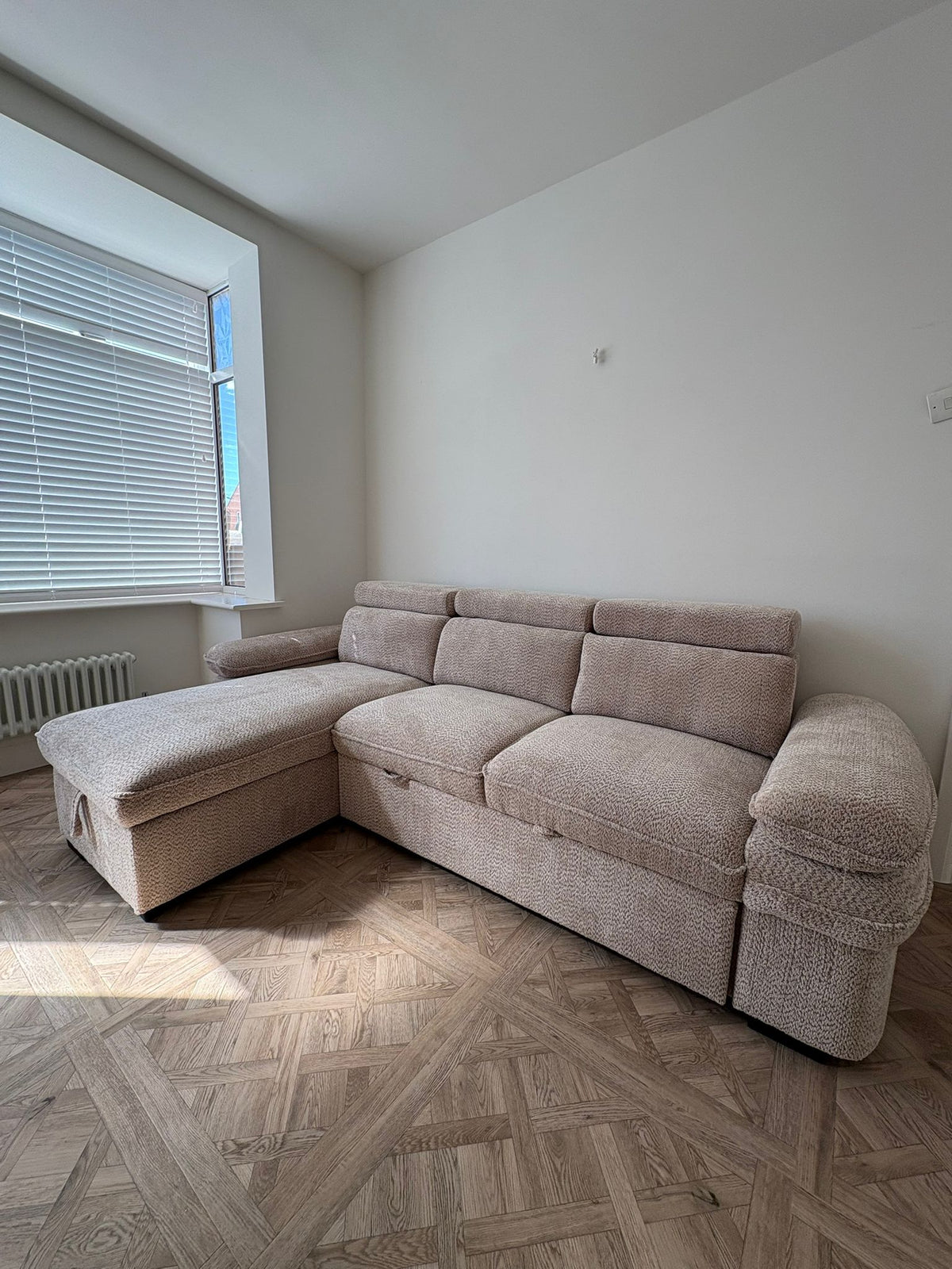 Billie Universal Corner Sofa Bed with Storage in Beige