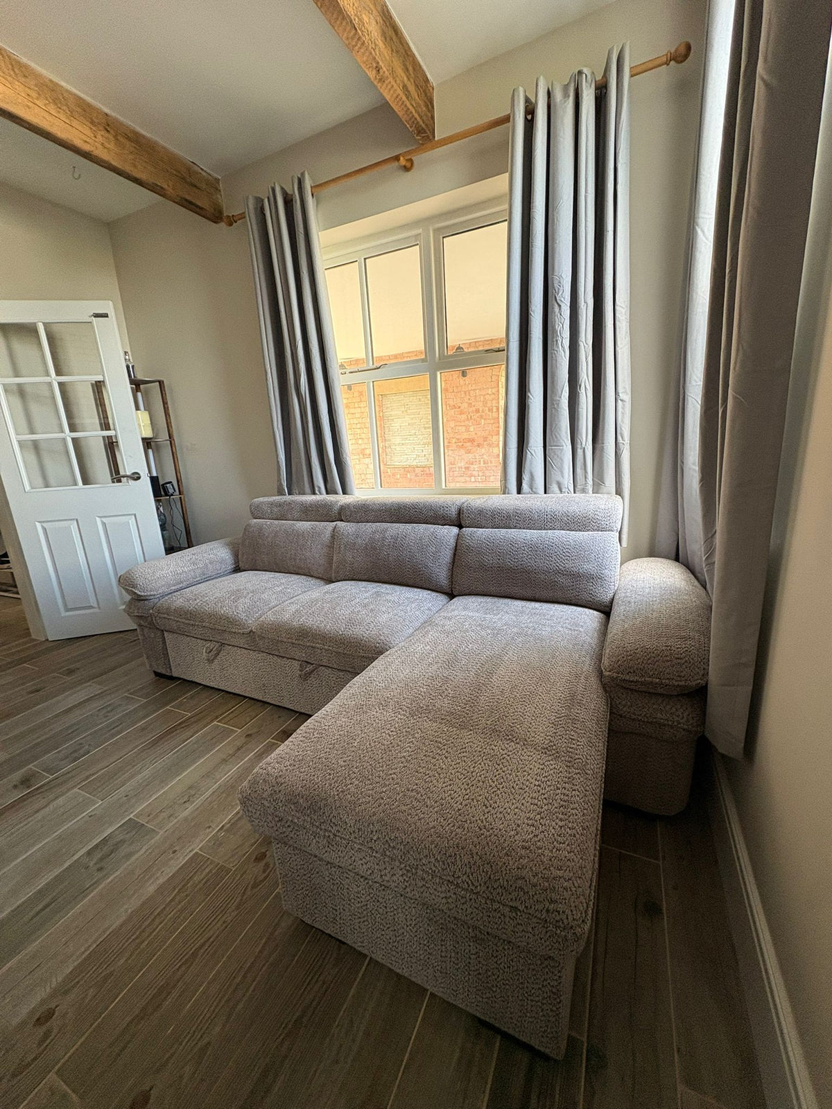 Billie Universal Corner Sofa Bed with Storage in Beige