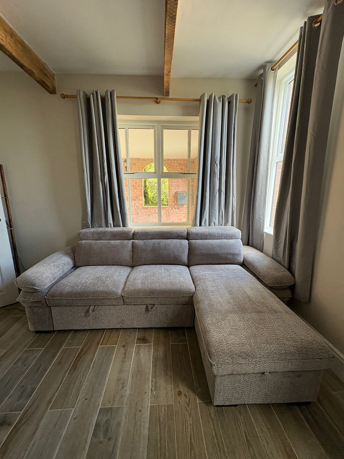 Billie Universal Corner Sofa Bed with Storage in Beige