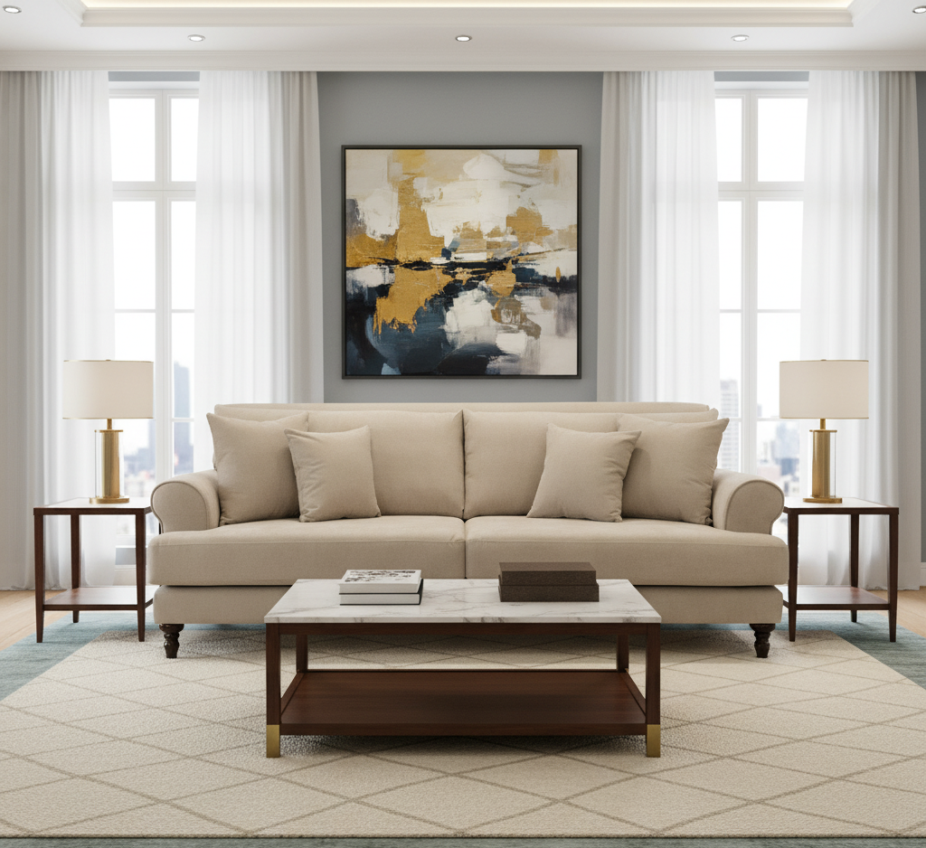Aspen Sofa Beige 4 Seater