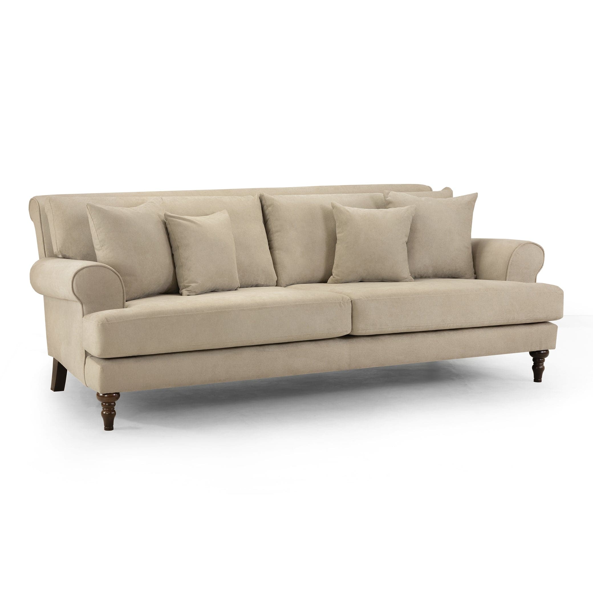 Aspen Sofa Beige 4 Seater - front side view (7026361532480)