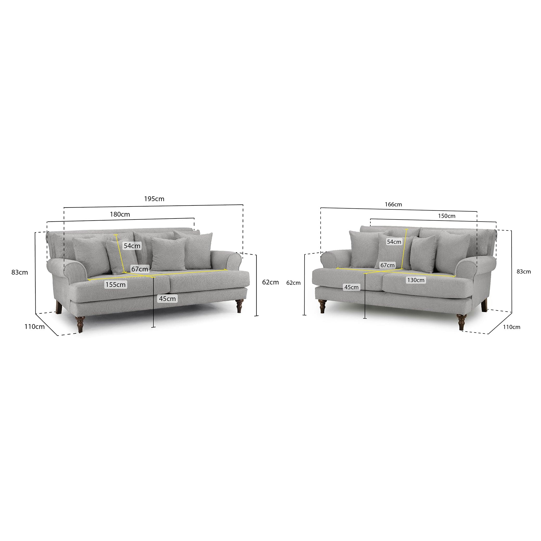 Aspen Sofa Grey 3+2 Set -measurement view (7026363727936)